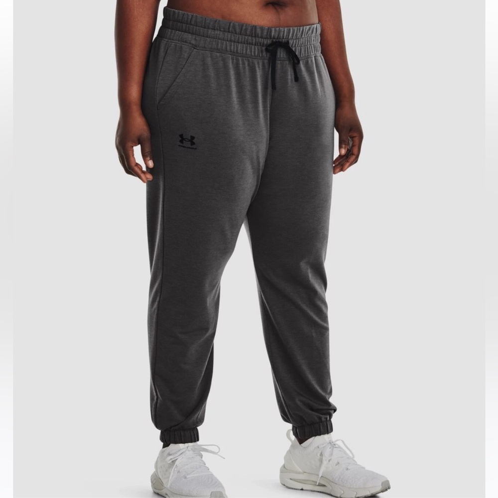 NWT Under Armour 1X Women's Rival Terry Jogger Pants Workout Logo Smooth
